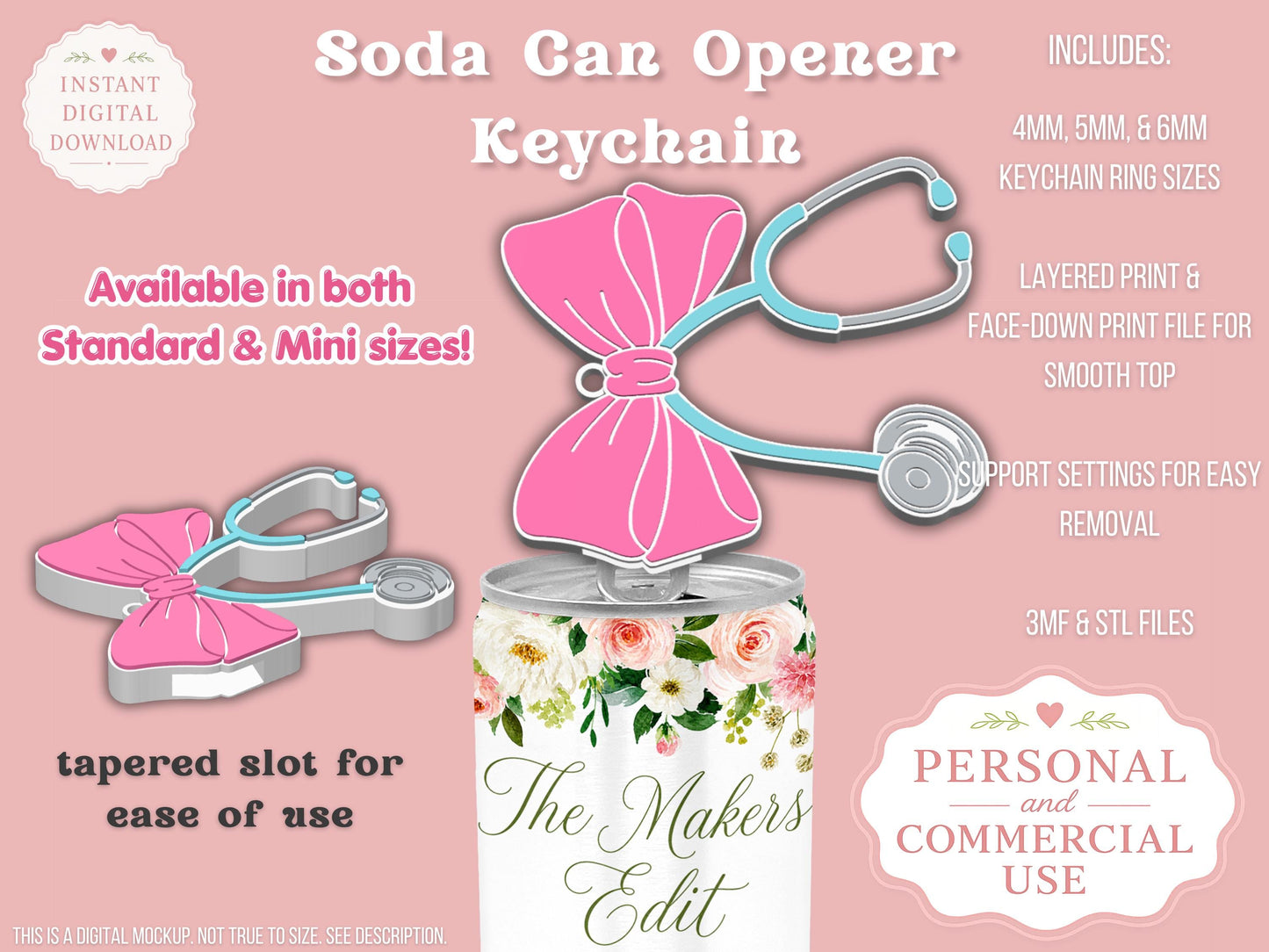Stethoscope Bow - Can Tab Opener - Digital File