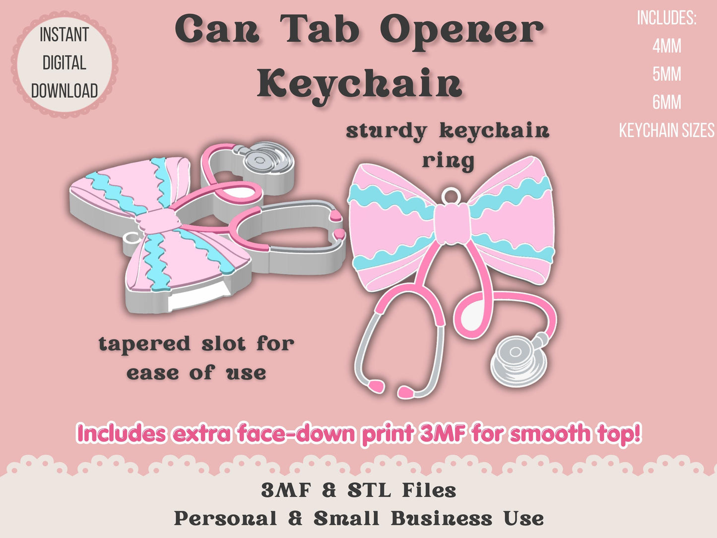 Lace Bow Stethoscope - Can Tab Opener - Digital File