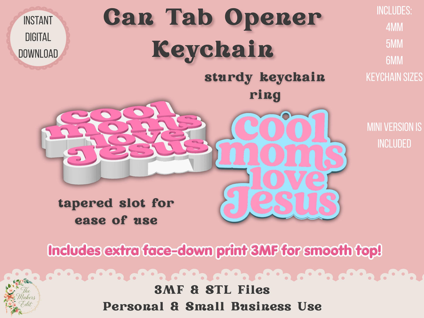 Cool Moms Love Jesus - Can Tab Opener - Digital File