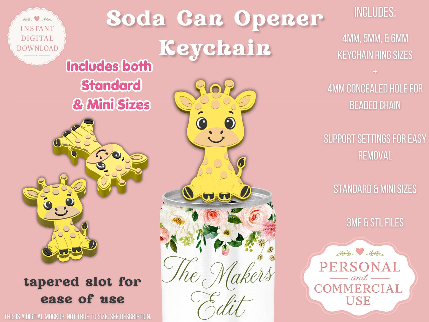 Cute Giraffe - Can Tab Opener - Digital File