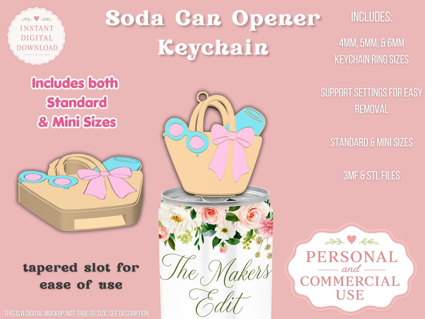 Beach Bag Coquette Bow - Can Tab Opener - Digital File