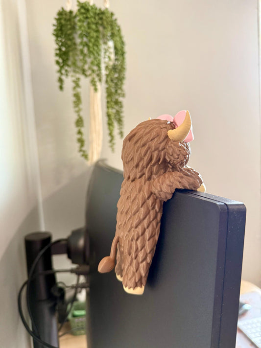 Highland Cow Coquette Bow - Monitor Buddy - Digital File