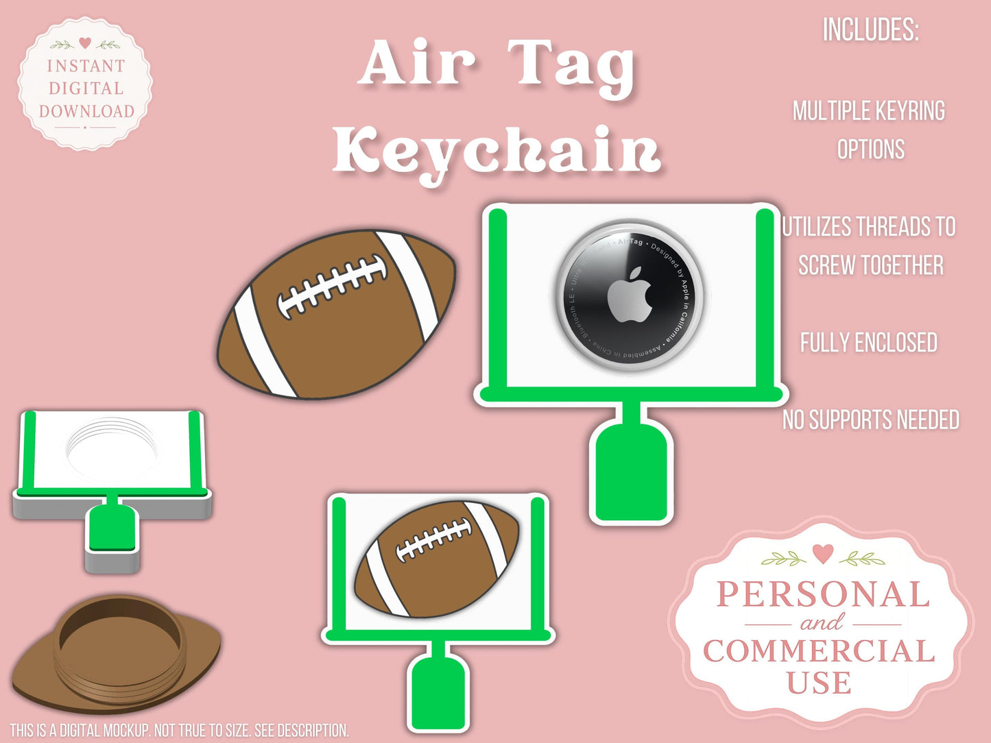 Football Goal Post - AirTag Holder - Digital File