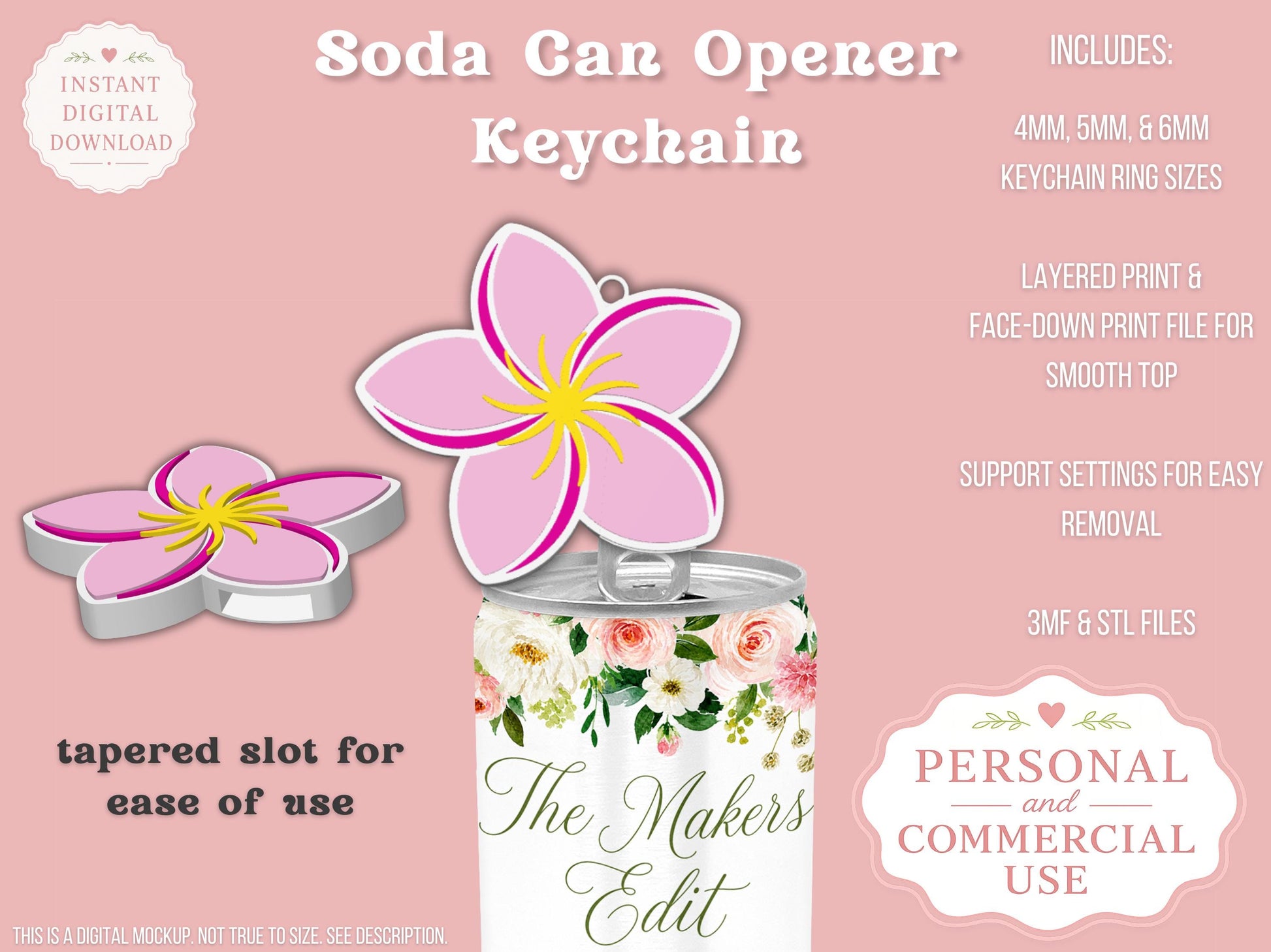 Plumeria - Can Tab Opener - Digital File