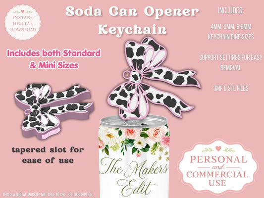 Cow Print Coquette Bow - Can Tab Opener - Digital File