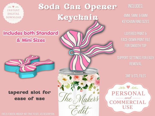 Striped Coquette Bow - Can Tab Opener - Digital File