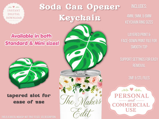 Variegated Monstera Leaf - Can Tab Opener - Digital File