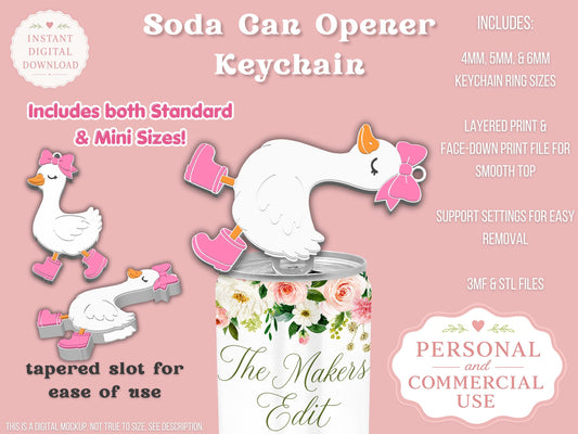 Cute Goose with Bow - Can Tab Opener - Digital File