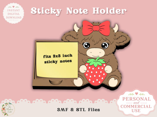 Highland Cow with Strawberry & Bow