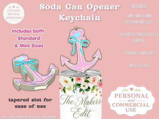 Whimsical Anchor Coquette Bow - Can Tab Opener - Digital File