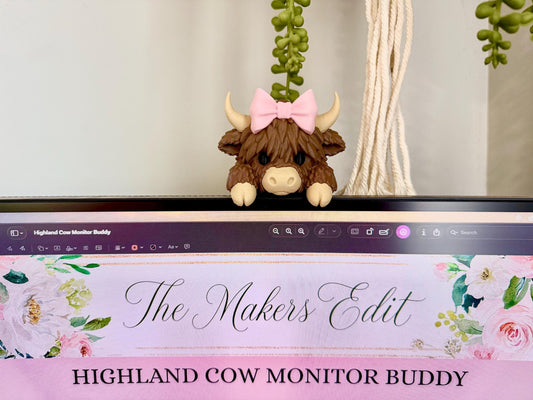 Highland Cow Coquette Bow - Monitor Buddy - Digital File