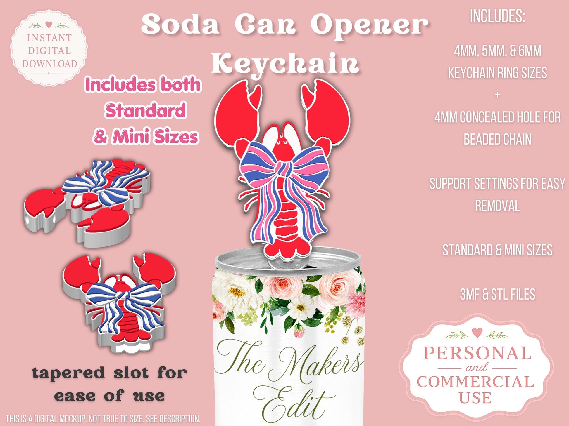 Lobster Striped Coquette Bow