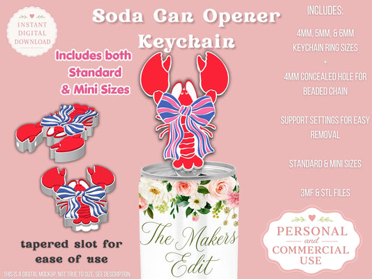 Lobster Striped Coquette Bow