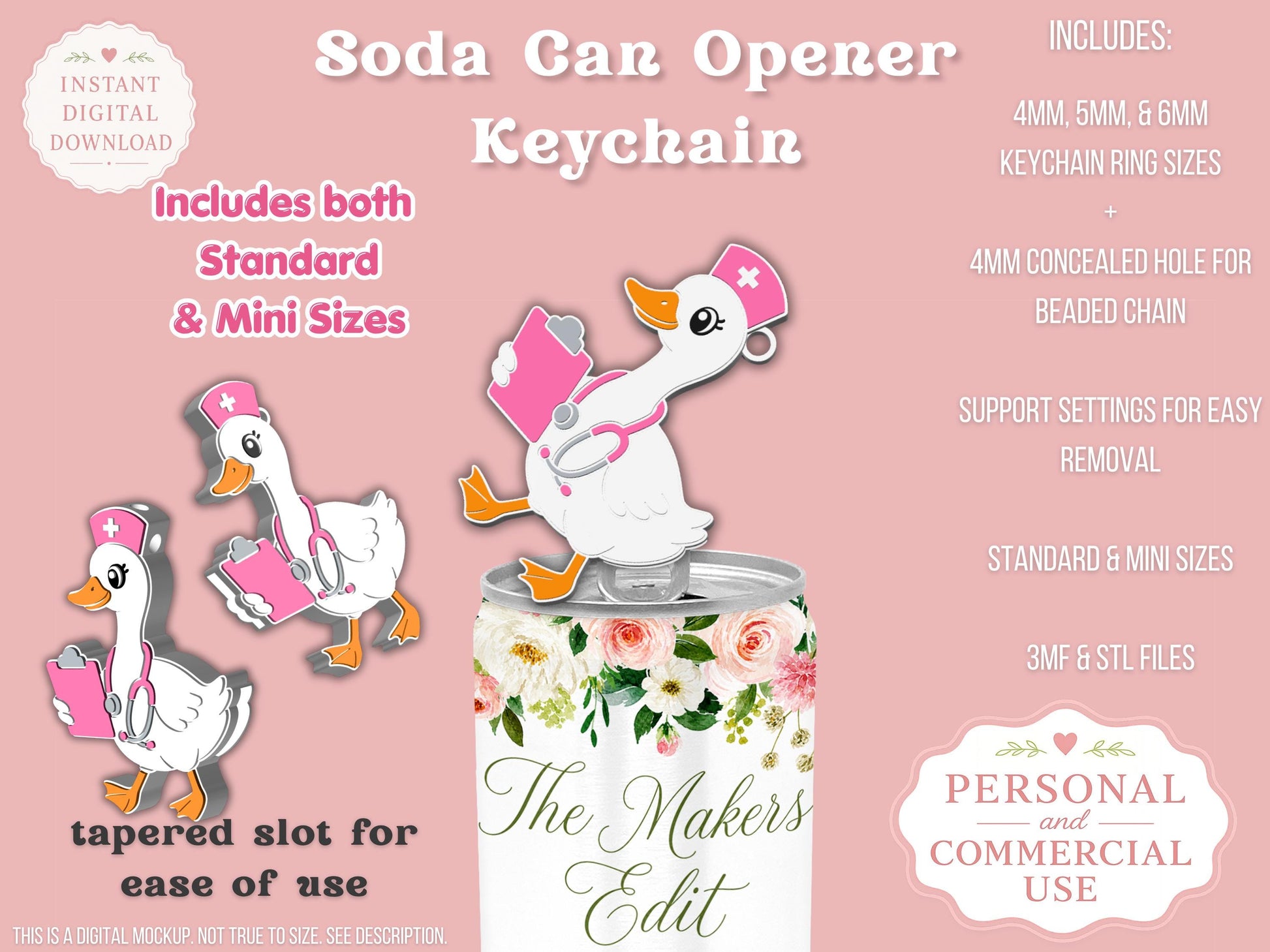 Nurse Goose - Can Tab Opener - Digital File