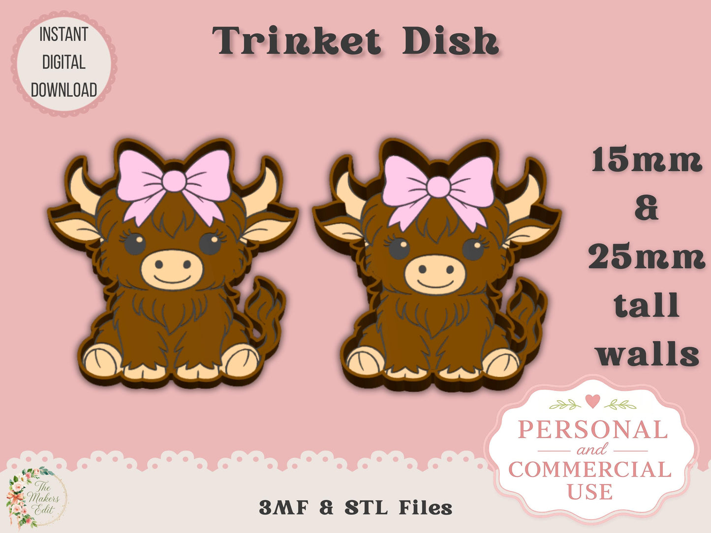 Highland Cow with Bow - Can Tab Opener - Digital File