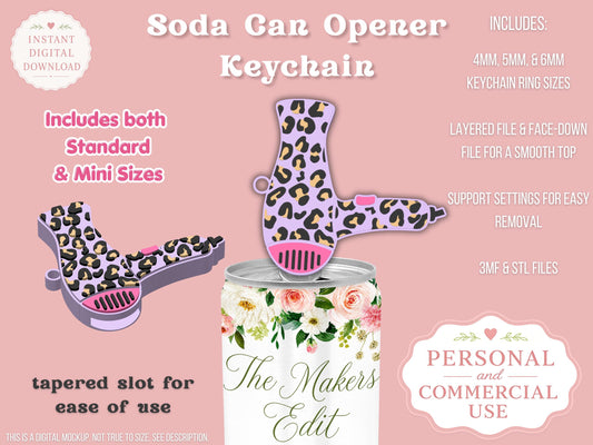 Leopard Print Hair Dryer - Can Tab Opener - Digital File