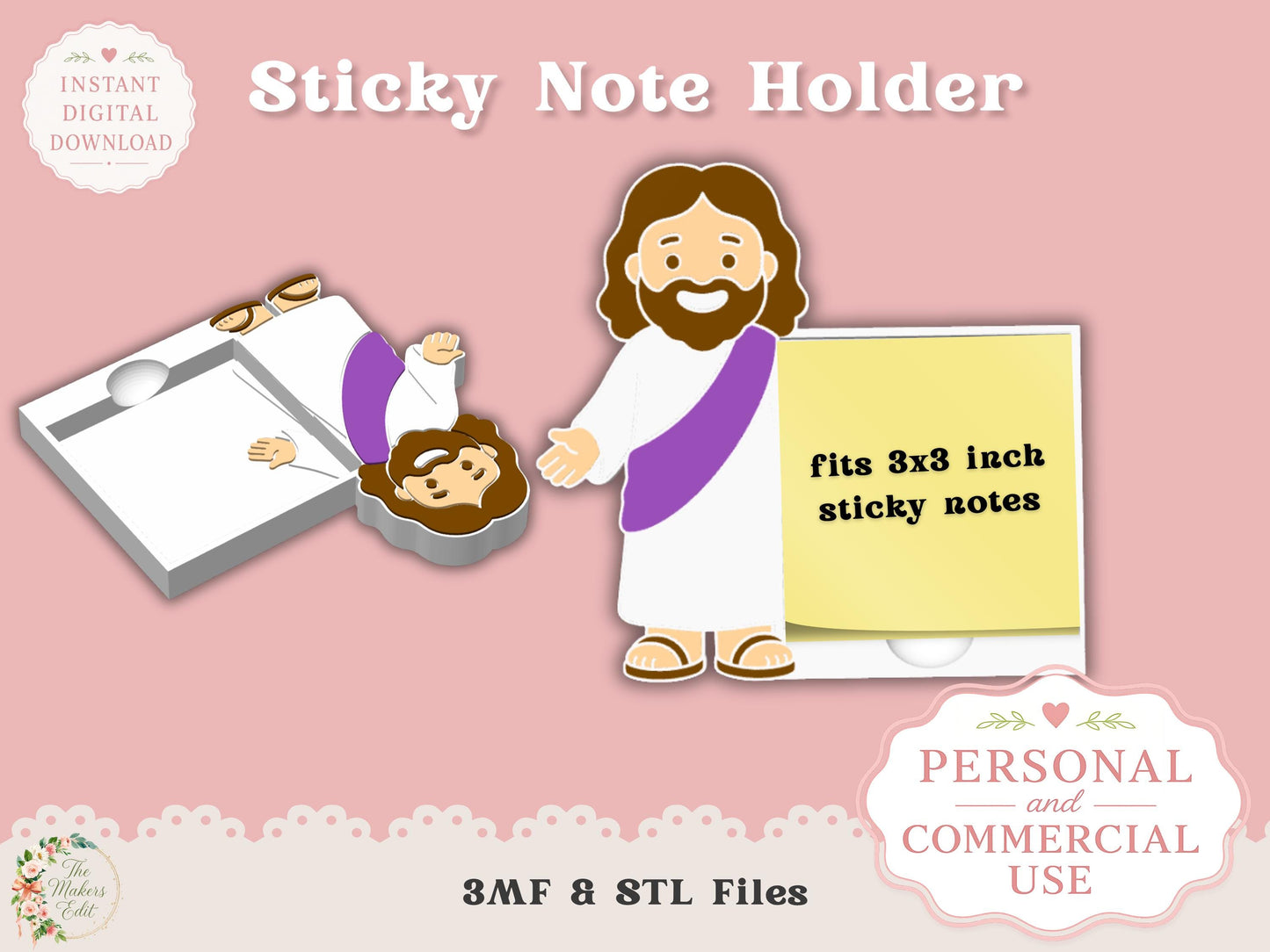 Mini Jesus - Sticky Note Holder - Digital File