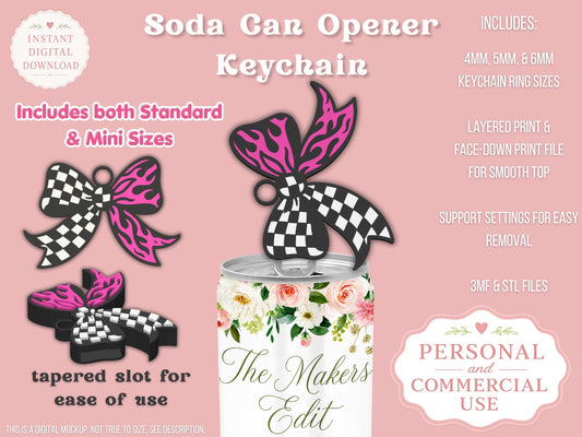 Race Girl Coquette Bow - Can Tab Opener - Digital File