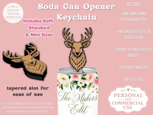 Deer Head - Can Tab Opener - Digital File