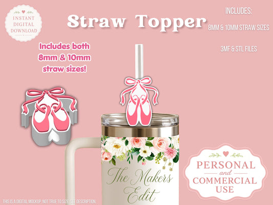 Ballet Shoes - Straw Topper - Digital File