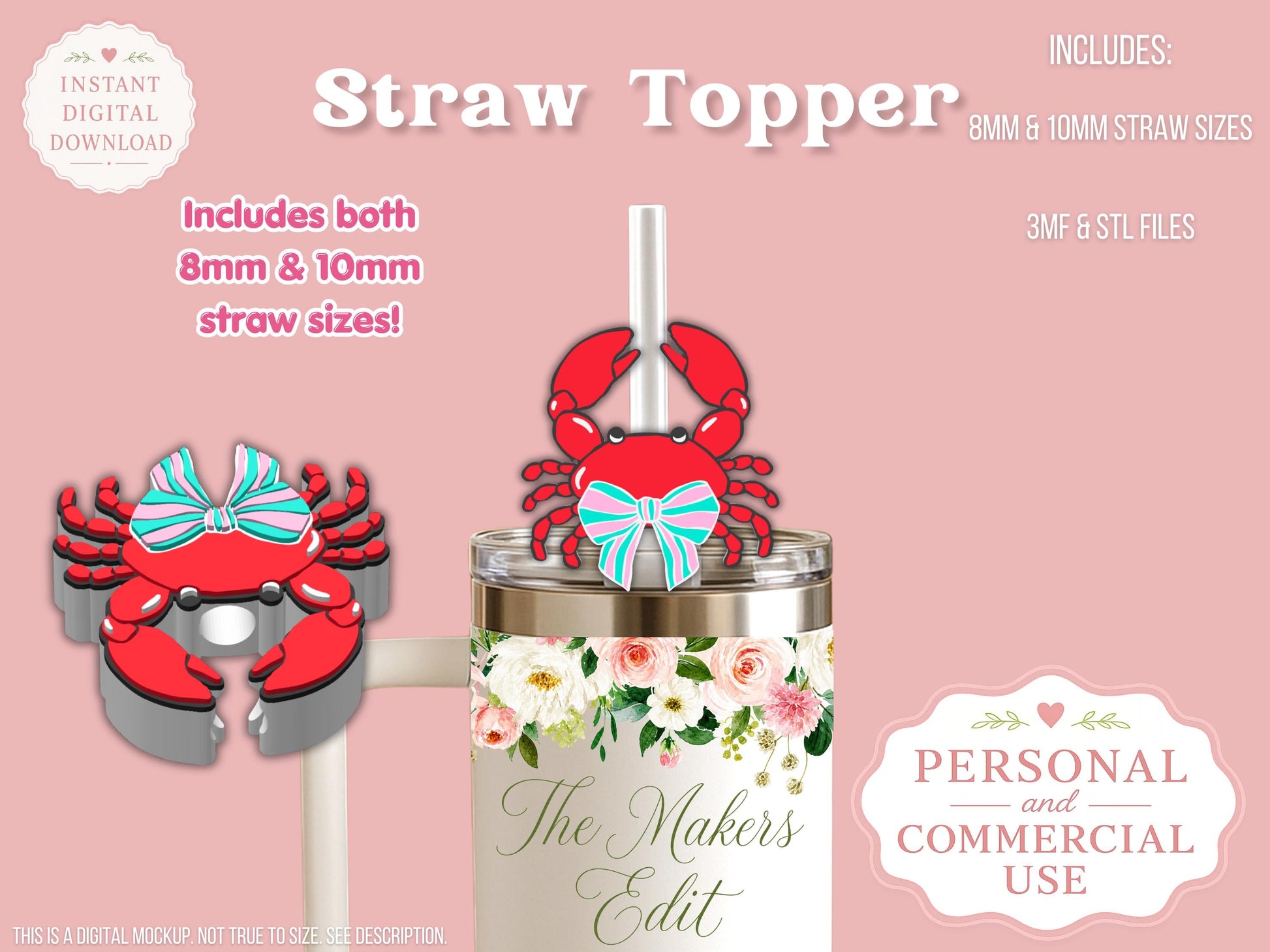 Crab Striped Coquette Bow
