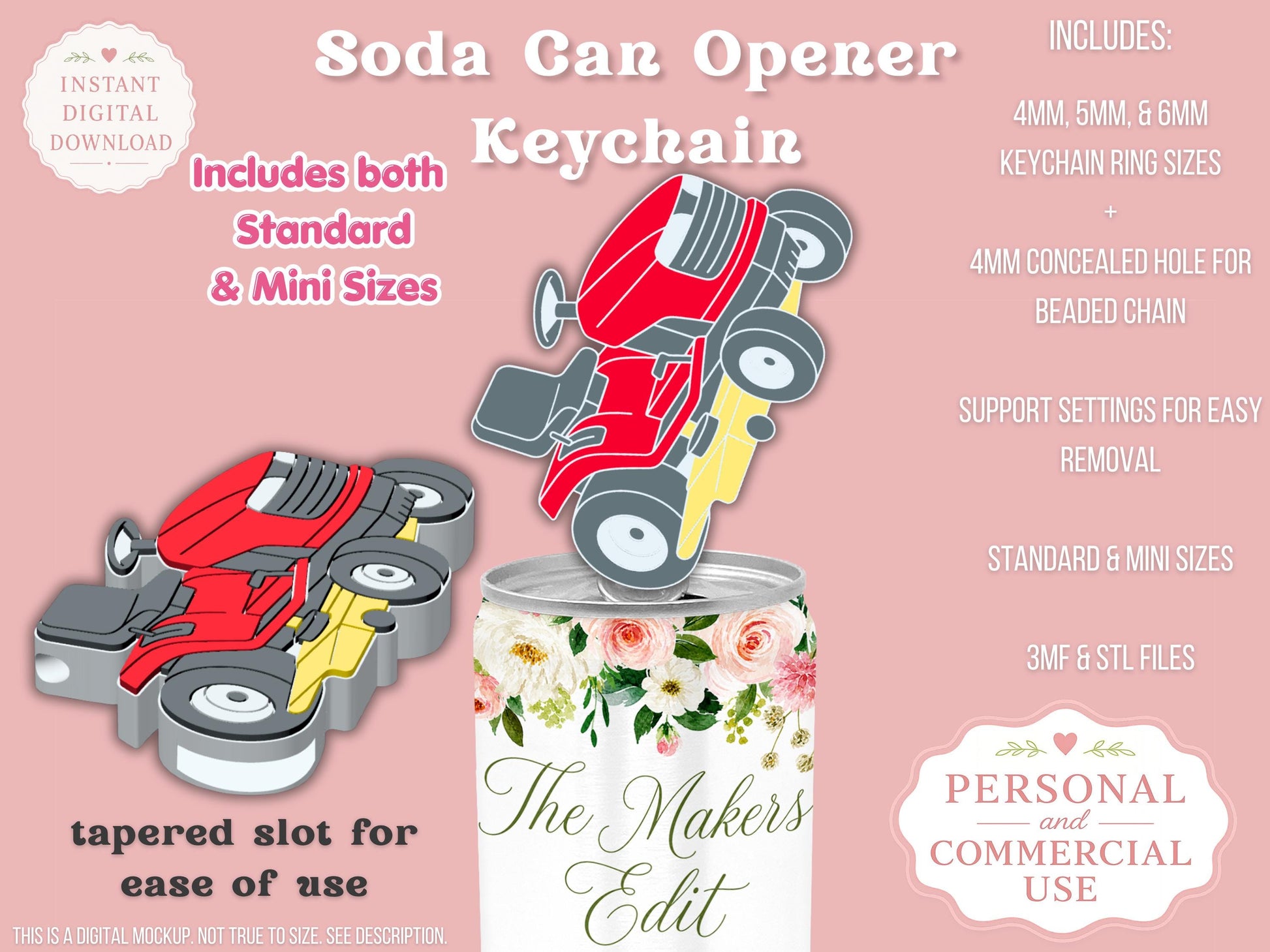 Lawn Mower - Can Tab Opener - Digital File