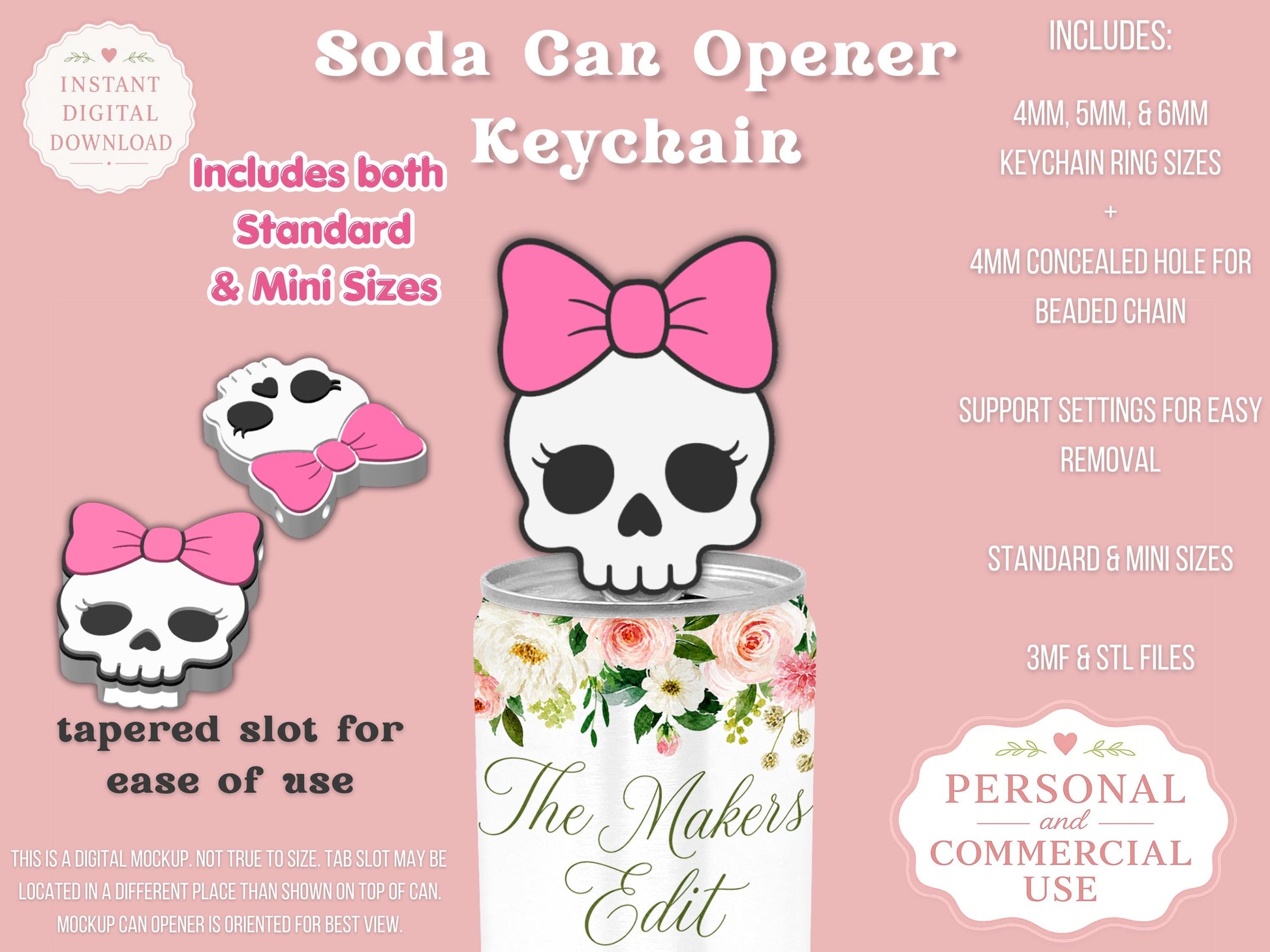 Skeleton Coquette Bow - Can Tab Opener - Digital File
