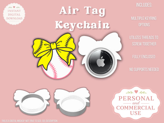 Softball Baseball Coquette Bow - AirTag Holder - Digital File