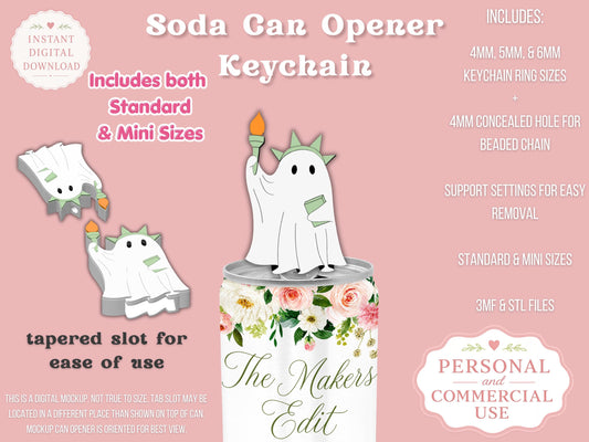 Lady Liberty Ghost - Can Tab Opener - Digital File