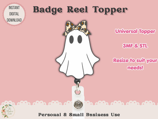 Ghost Leopard Bow - Badge Reel Topper - Digital File