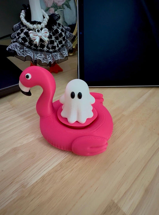 Fidget Clicker 3D Printer File | Flamingo Pool Float - Ghost Buddy STL 3MF | Keychain