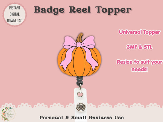 Pumpkin Coquette - Badge Reel Topper - Digital File