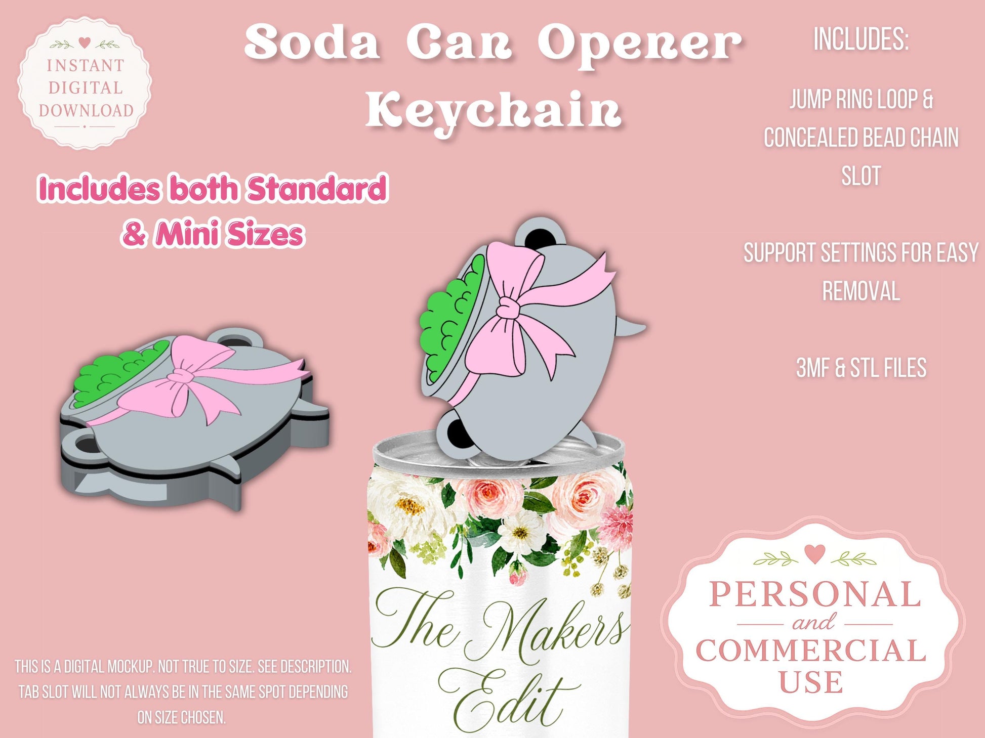 Soda Can Tab Opener Keychain 3D Printer File | Witches Cauldron STL 3MF