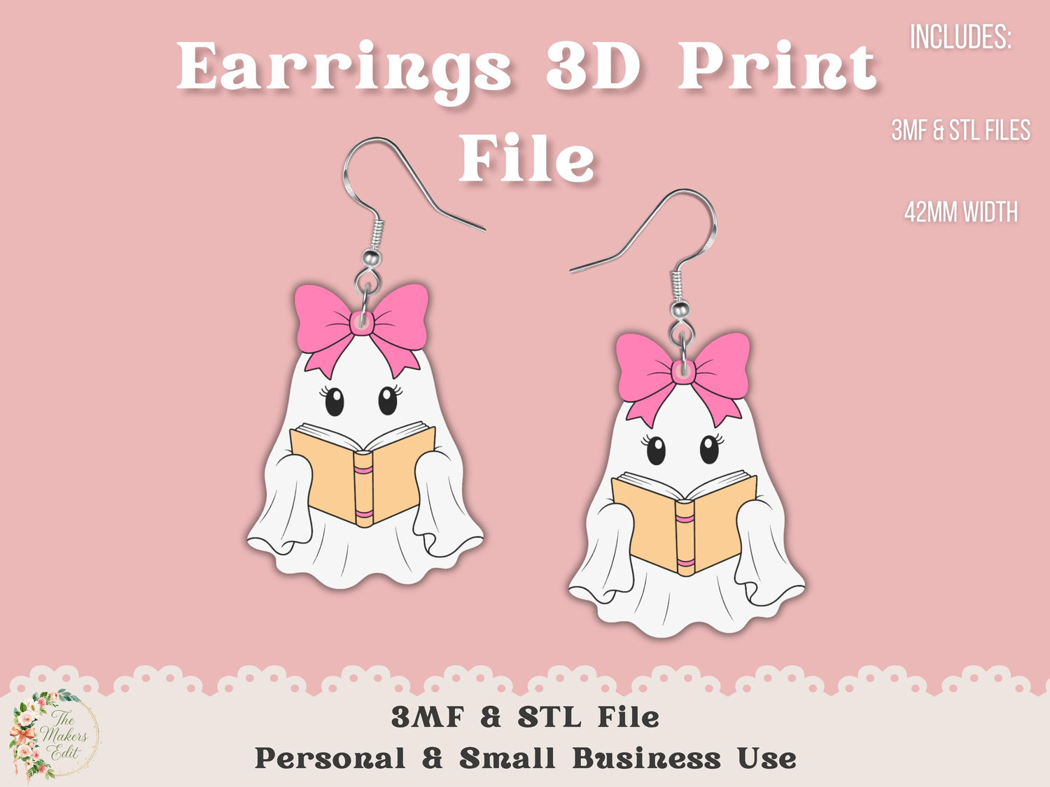 Bookish Ghost - Earrings - Digital File