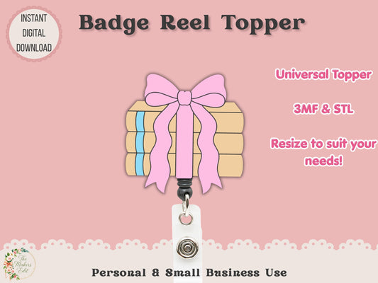 Coquette Book Pile - Badge Reel Topper - Digital File
