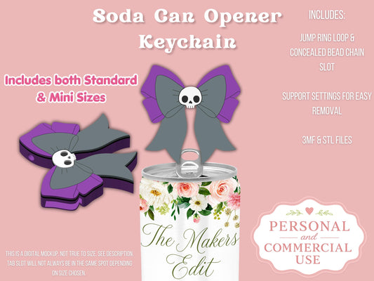 Skull Coquette Bow - Can Tab Opener - Digital File