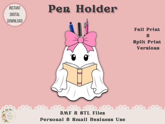 Pen Holder 3D Printer File | Bookish Ghost STL 3MF