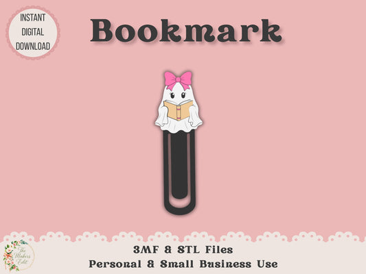 Bookmark 3D Printer File | Bookish Ghost STL 3MF