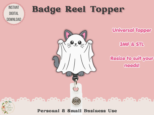 Ghost Cat - Badge Reel Topper - Digital File