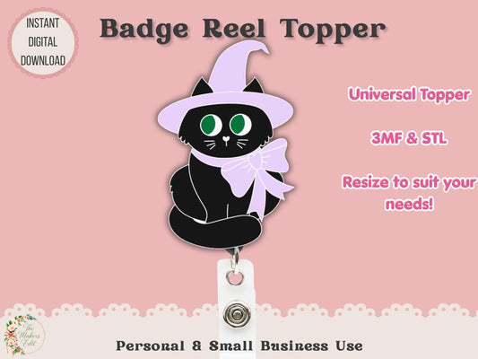 Witch Cat - Badge Reel Topper - Digital File