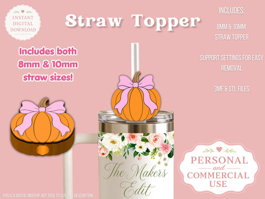 Pumpkin Coquette - Straw Topper - Digital File