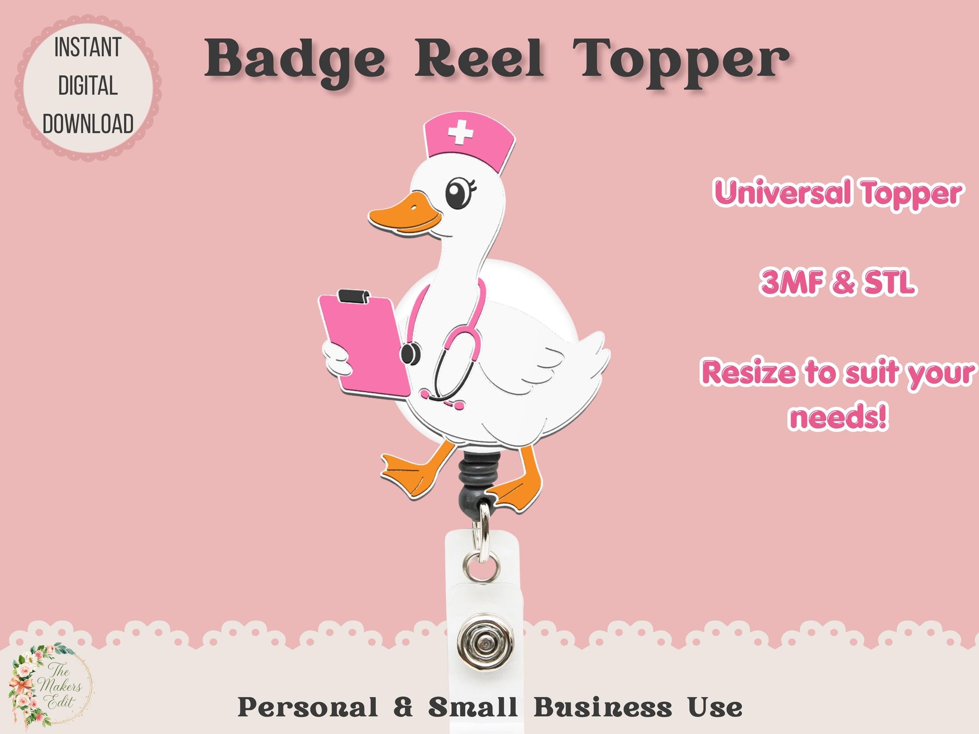 Nurse Goose - Badge Reel Topper - Digital File