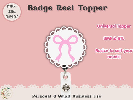 Scalloped Circle Coquette Bow - Badge Reel Topper - Digital File