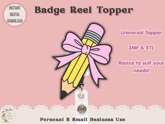 Pencil Coquette Bow - Badge Reel Topper - Digital File