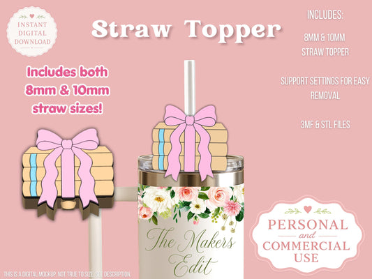 Coquette Book Pile - Straw Topper - Digital File